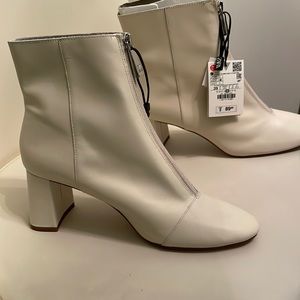Zara Cream Heeled Bootie